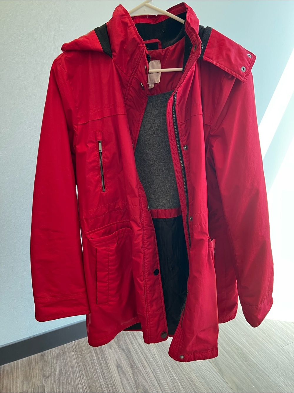 croft & barrow Red Hooded Jacket with Gray Lining